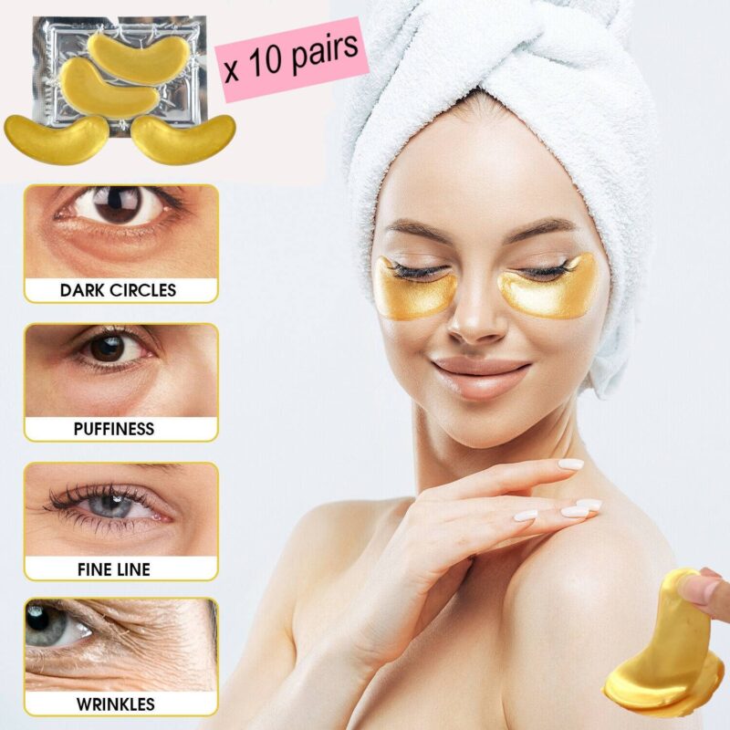 Evique x 10- 24k Gold Collagen eye mask Natural Under Eye Gel Patches – Anti-ageing Reduce Puffiness Dark Circles & Wrinkles Evique x 10- 24k Gold Collagen eye mask Natural Under Eye Gel Patches - Anti-ageing Reduce Puffiness Dark Circles & Wrinkles Anti Aging Products Beauty Organic Skincare Skin Care
