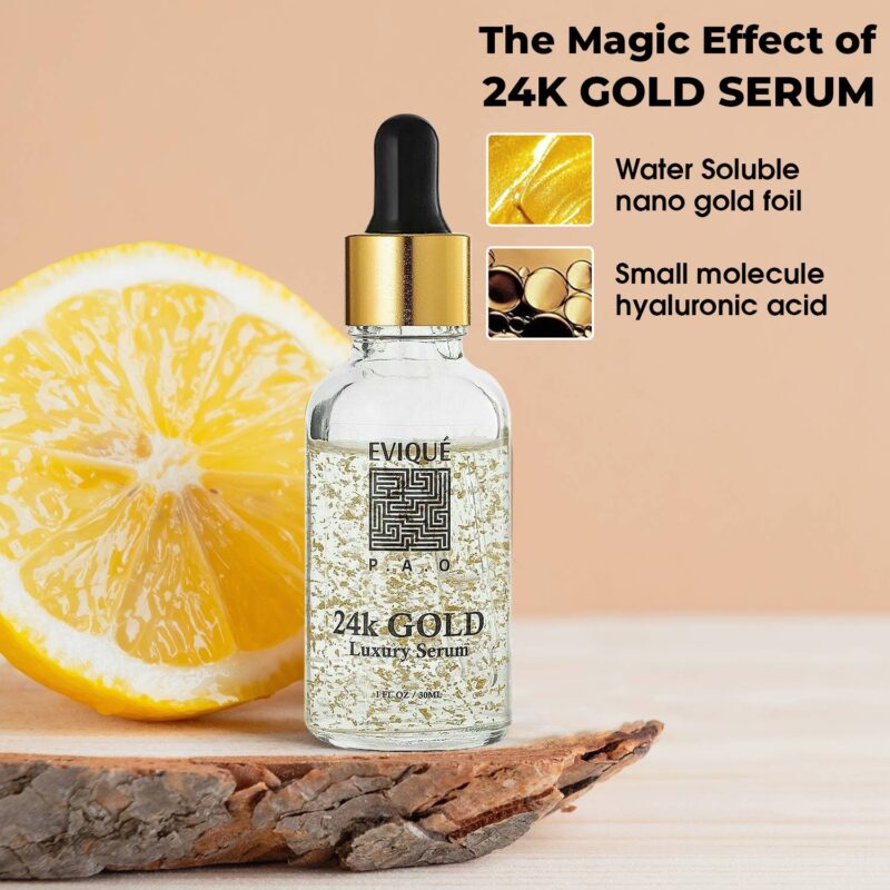 Evique 24K Gold Serum with Hyaluronic Acid +Vitamin E- Anti-Ageing facial Boost Evique 24K Gold Serum with Hyaluronic Acid +Vitamin E- Anti-Ageing facial Boost Anti Aging Products Beauty Natural Products Organic Skincare Skin Care