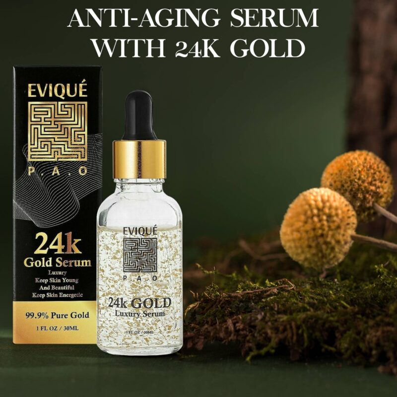Evique 24K Gold Serum with Hyaluronic Acid +Vitamin E- Anti-Ageing facial Boost Evique 24K Gold Serum with Hyaluronic Acid +Vitamin E- Anti-Ageing facial Boost Anti Aging Products Beauty Natural Products Organic Skincare Skin Care