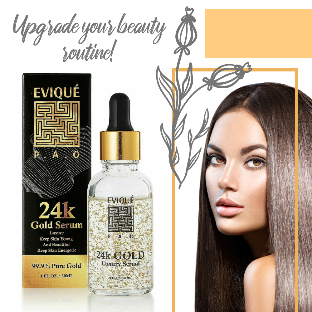 Evique 24K Gold Serum with Hyaluronic Acid +Vitamin E- Anti-Ageing facial Boost Evique 24K Gold Serum with Hyaluronic Acid +Vitamin E- Anti-Ageing facial Boost Anti Aging Products Beauty Natural Products Organic Skincare Skin Care