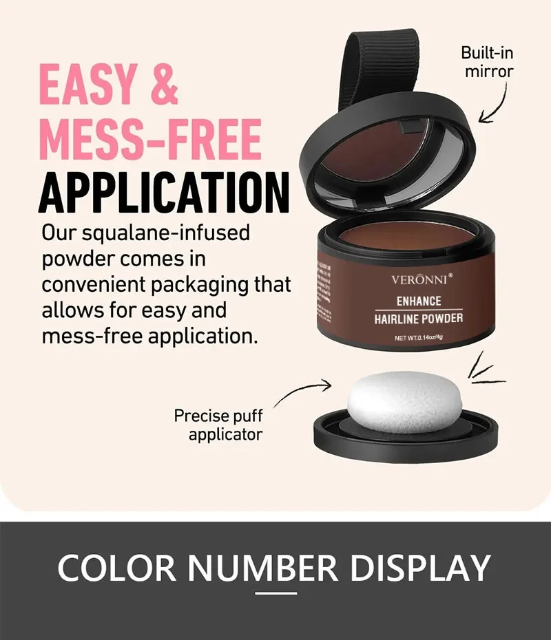 Hair Line Powder 4g Black Root Cover Up Natural Instant Waterproof Hairline Shadow Powder Hair Concealer Coverage 14 Color